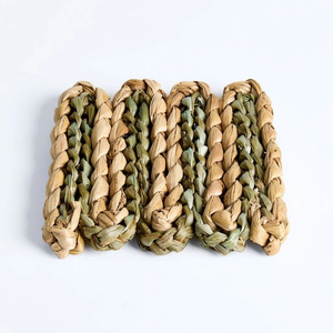 Accesorios de comedor con estilo, posavasos de jacinto de agua, Mantel Individual tejido a mano con borde ondulado - Product Image 3