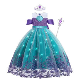 Robe de petite sirène pour filles avec lumières LED, en mousseline de soie et polyester, design Petite Sirne - Product Image 3
