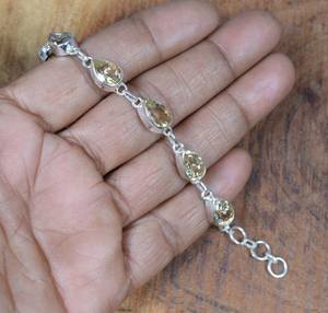 Citrine Sterling <b>Silver</b> Adjustable Bracelet Pear Gemstone Handmade Jewelry November Birthstone Gift For Women - Product Image 5