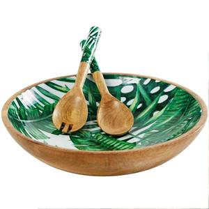 Eco Friendly Fruit Bowl Set of 3 Rustic Mango Wood Bowls with Bark Effect Food Contact Safe Home Decor - Product Image 1