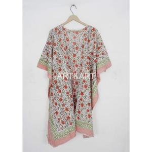 Estampado floral coreano con cuello en V elegante caftán corto de algodón cubrir verano playa 100% algodón encaje decoración cintura Natural - Product Image 5