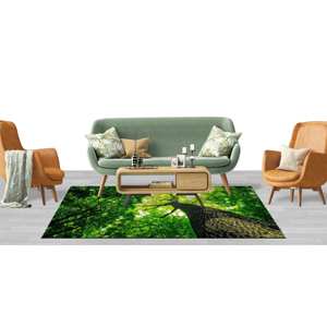 Tapis imprimé paysage arboré vert: style farmhouse, moderne, extérieur, tapis en chenille - Product Image 3
