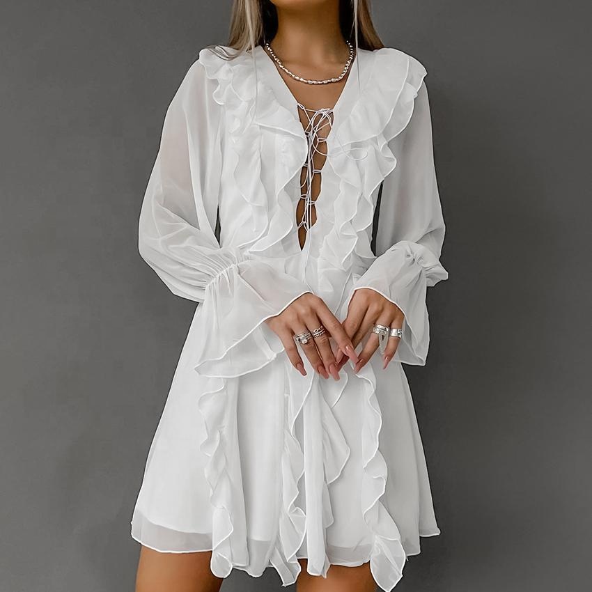 white christmas dresses Sexy Sasha Chiffon Wrap Dress White main image 1