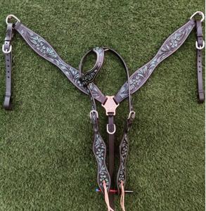 Cabecera de cuero con accesorios personalizados para caballos con coraza para montar a caballo, diseño occidental - Product Image 3