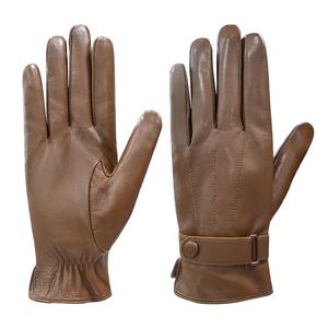 Gants en cuir d'hiver Gants de conduite en cuir de mouton coupe-vent pour hommes Gants de moto en cuir classiques - Product Image 3