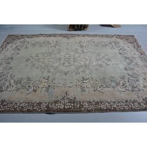 Alfombra turca Vintage de 5,5x8,9 pies, verde y tejido plano Beige, alfombra para sala de estar, Material de lana con respaldo de látex, patrón de retazos - Product Image 3