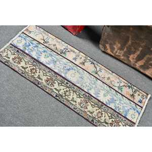 Alfombra Turca Pequeña de 1.8x4.6 pies, Alfombra Marroquí Azul Vintage - Product Image 4