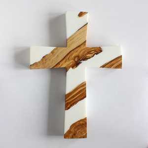 Sandalwood de Lujo con Cruz Cristiana, Pieza de Madera de Alta Calidad, Diseño Zen Asiático Hecho a Mano con Incrustaciones de Madreperla para Culto Religioso - Product Image 5