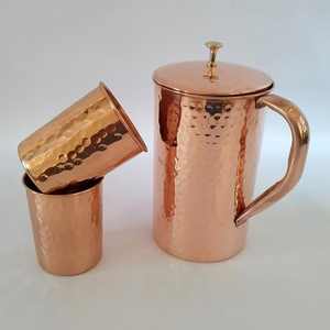 Top Selling 2025 Eco-Friendly <b>Copper</b> Water Jug Set Glass for Home <b>Kitchen</b> Restaurants Use for Health Benefits Export Quality - Product Image 3