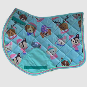 Hermosas almohadillas negras personalizadas de satén Ecuestre para SILLÍN de doma, almohadillas Numnah de alta calidad con sublimación - Product Image 4