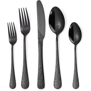 Ensemble de 8 couverts en acier inoxydable, idéal pour la cuisine, café, usage domestique, couverts plaqués couleur argent, manche multicolore, cuillère et fourchette - Product Image 5