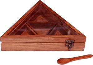 Boîte à épices en bois triangulaire de qualité supérieure 100% - Product Image 2