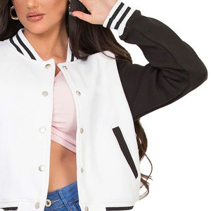 Veste universitaire pour femmes, vente chaude, veste universitaire pour femmes, col montant, manches longues, veste universitaire courte de baseball pour vente en ligne - Product Image 6