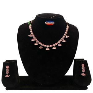Designer Artificial <b>Diamond</b> <b>Necklace</b> And Earrings Set For Women With Cz Stones For Bridal Wear Engagements And Celebrations - Product Image 1