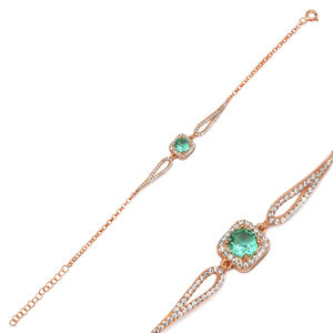 Square Shape <b>Aquamarine</b> CZ Stone Turkish Handmade Wholesale 925 Sterling Silver Jewelry - Product Image 6