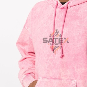 Nouveau sweat à capuche unisexe vintage épais à épaules tombantes, brodé, coupe oversize, en coton délavé à l'acide, thermique pour l'hiver, motif uni - Product Image 5