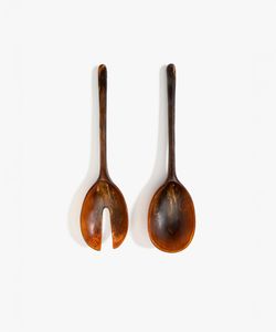 Juego de servidor de ensalada de cuerno natural de aspecto sostenible de 2 uds cuchara y tenedor Servidor de ensalada personalizado y mezcla de utensilios de cocina y vajilla - Product Image 3