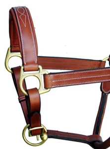 Cabestro de caballo de cuero de alta calidad en color marrón acolchado suave con accesorio de latón - Product Image 3