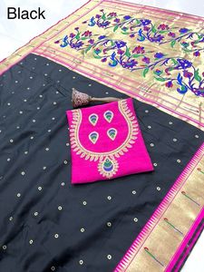 Étourdissement indien Designer Ethnique Paithani SILk Imprimé Sari LatestTraditionnel Exclusif Fantaisie soie saree - Product Image 6