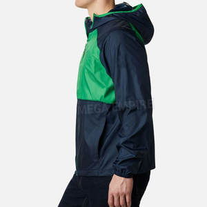 Chaqueta cortavientos ligera de invierno para hombre, alta calidad, dos tonos, cremallera, cuello levantado, logotipo frontal, servicio OEM disponible - Product Image 3