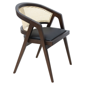 Chaise de bras en bois massif de conception moderne haut de gamme chaises de salle à manger en rotin véritable pour salle à manger Restaurant café hôtels - Product Image 1