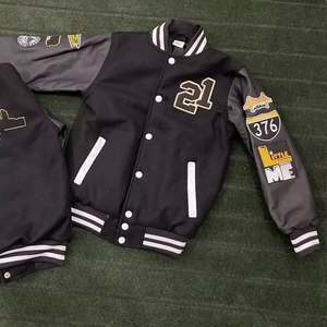 Veste universitaire en cuir et laine personnalisée pour homme manteau Letterman brodé avec patch délavé à l'acide vintage - Product Image 1