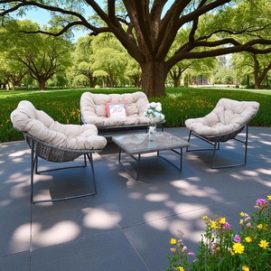 Juego de sofás de ratán polivinillo-CTM Juego de muebles de mimbre de imitación Sofá de patio Juego de asientos de ocio - Product Image 4