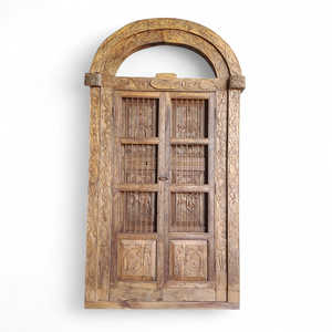 Porte en bois massif artisanale vintage, panneaux sculptés, cadre original, design d'art traditionnel himalayen, Rajasthan, pour chambre à coucher, salon - Product Image 6
