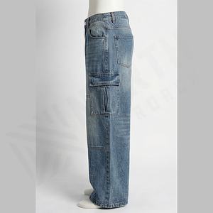 Jeans baggy pour homme, pantalon en denim à jambes larges délavé, pantalon décontracté à coupe ample, streetwear, meilleurs prix, couleur personnalisée, vente en gros - Product Image 3