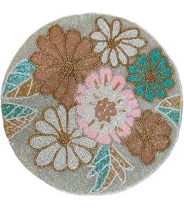 Set de table vintage en perles de couleur unie, taille 14 pouces, durable, rond, écologique, fait à la main pour les fêtes, la maison, la table - Product Image 4