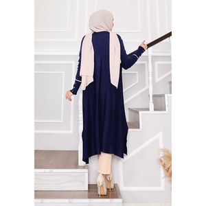 เสื้อถักลายทางสีน้ำเงินเข้มสง่างามมีกระดุมสำหรับฤดูใบไม้ร่วง - Product Image 5