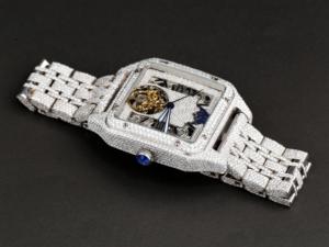 Reloj de Movimiento Automático de Acero Inoxidable 316L con Moissanita, Estilo Hip Hop, Caja Rectangular, Esfera Analógica, Probado con Detector de Diamantes - Product Image 5