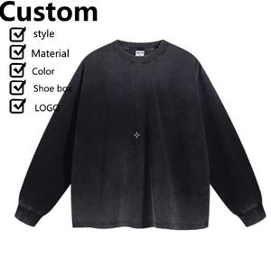 Sudaderas desgastadas mezcladas de algodón para hombre Vintage ácido lavado pulóver cuello redondo manga larga otoño Streetwear Pakistán - Product Image 2