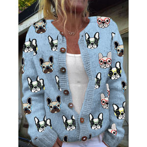 2025 principios de primavera superventas dulce y fresco 3D Digital impreso cárdigan abrigo de punto, abrigo de mujer suelto e informal - Product Image 5