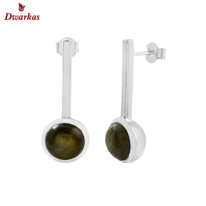 Boucles d'oreilles en argent sterling 925 pour femmes, aigue-marine, pierres précieuses, bijoux fins simples classiques pour la fête de mariage, stock prêt pour cadeau - Product Image 3