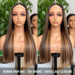 Pelucas vietnamitas 4x4 5x5 rectas HD Swiss Lace Front Glueless Bone Straight Highlight Color Remy Virgin Hair Cutícula alineada - Product Image 3