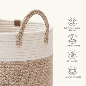 Panier long en macramé fait à la main, solution de rangement polyvalente pour la buanderie, les vêtements, les jardinières et l'organisation de la maison, en provenance d'Inde - Product Image 2