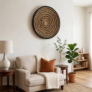 Handmade Woven Wall Decor for Living Room, Woven Wall Decor with Circle Motif Decorative Wall <b>Art</b> - Product Image 5