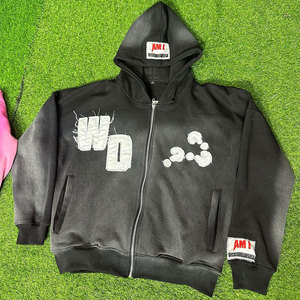 Fabrication de patchs en détresse Sweats à capuche Couleur personnalisée Logo personnalisé Casual Distressed Patches Hoodie - Product Image 2