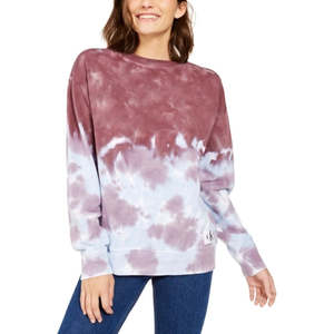 Felpa con cappuccio Calvin Klein da donna High for Tide tie-dye viola, taglia M, in maglia di seta traspirante, stile sportivo oversize - Product Image 1