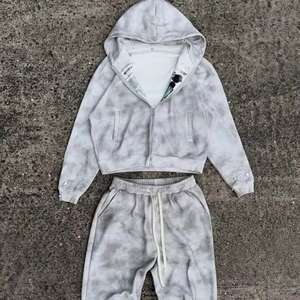 ชุดเซ็ตเสื้อฮู้ดดี้และกางเกงวอร์มผ้าเฟรนช์เทอร์รี่เนื้อหนา ทรงหลวม ไหล่ตก สีพื้นมุก สไตล์วินเทจ สำหรับผู้ชาย - Product Image 1