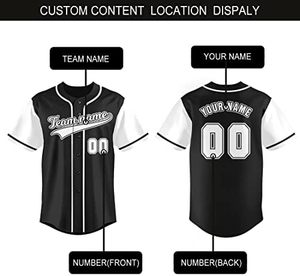 Nouveau maillot de baseball noir-Chemise boutonnée avec nom et numéro personnalisés-Uniforme de sport pour hommes et femmes, - Product Image 5