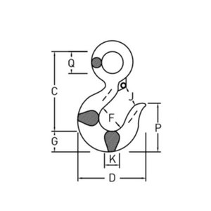 Crochet de suspension pour œil, en acier au carbone zingué, pour l'exploitation minière et l'industrie lourde - Product Image 3