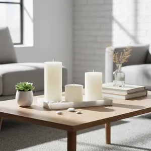 Set of 3 Cylindrical <b>Candle</b> <b>Sticks</b> for Home Decoration - Product Image 1