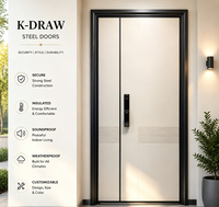 Porte d'entrée pivotante moderne, porte en acier inoxydable de luxe, porte architecturale personnalisée pour villas haut de gamme