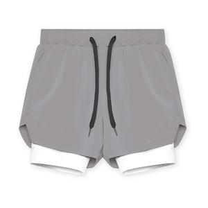Short de sport OEM double couche pour hommes Ceinture élastique Confortable Tissu en maille de coton Respirant Running Basketball Fitness - Product Image 2