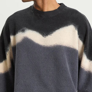 Sweat-shirt unisexe surdimensionné à motif ondulé, col rond, brodé, style décontracté, motif uni, style moderne, streetwear - Product Image 5