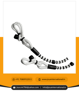 Rommel / Romal / Romel Reins ไนล่อนสีขาว,ไนล่อนคลุมด้วยแท็คหนังวัวสีดำธรรมชาติ NR186 - Product Image 4
