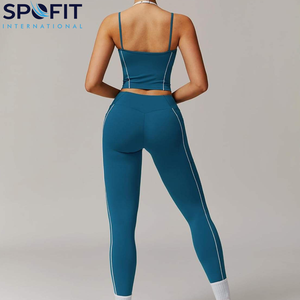 Ensembles de yoga personnalisés de haute qualité avec logo imprimé pour femme, soutien-gorge de sport et leggings, pantalons de yoga, vêtements de sport pour femme, grandes tailles - Product Image 5