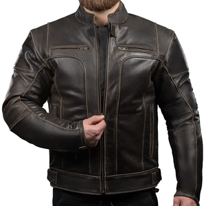 Adventure Retro Brown Genuine Buffalo Leather Racing Motorbike Jacket CE-Certified <b>Protectors</b> Motorcycle Riding Jacket For Men - Product Image 1